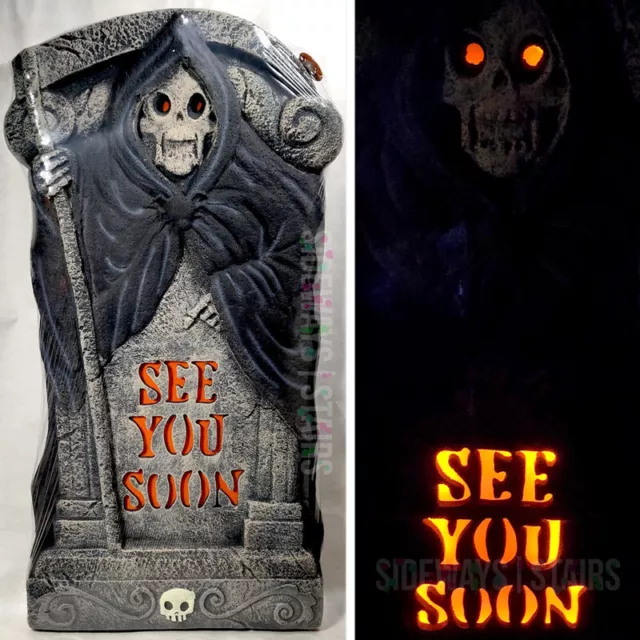 35" GRIM REAPER TOMBSTONE Light Up See You Soon large gravestone death styrofoam