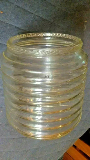 VINTAGE SELLERS HOOSIER RIBBED GLASS JAR 5 3/4" ROPE TRIM RIM 7" Dia x7 1/2"tall