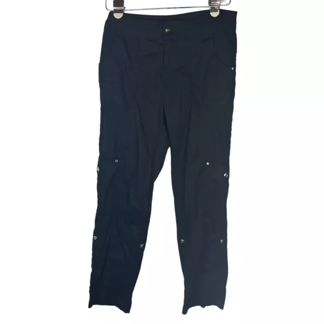 Laura Ashley Black Cargo Pants with Rhinestone Button Detailing Women's Size 4