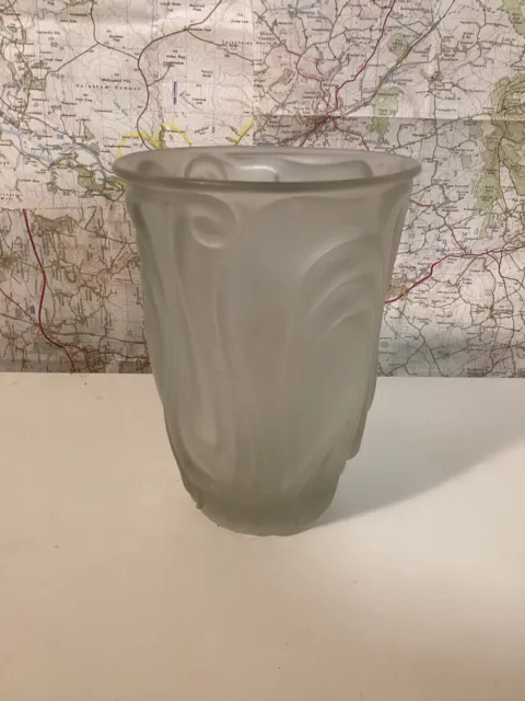 Vintage European Frosted Glass Art Deco Vase 2