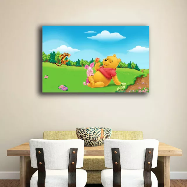 Framed Canvas Prints Stretched Winnie The Pooh Wall Art Home Decor Kids Gift 2