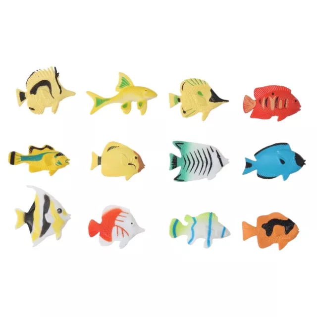 12 un. estatuillas de peces en miniatura para niños juguetes educativos mesa de arena