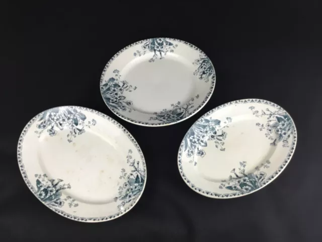 Lot de 3 plats anciens faïence cristaux E.Bourgeois Paris