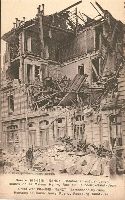 WW1 Postcard Nancy,France,Bombardement Maison Henry,Rue Faubourg-Saint-Jean