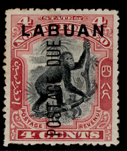 NORTH BORNEO - Labuan EDVII SG D3, 4c black & carmine, M MINT. Cat £75. P 13½-14