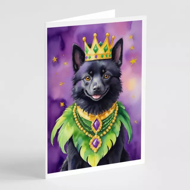 Schipperke King of Mardi Gras Greeting Cards Envelopes Pack 8 DAC4878GCA7P