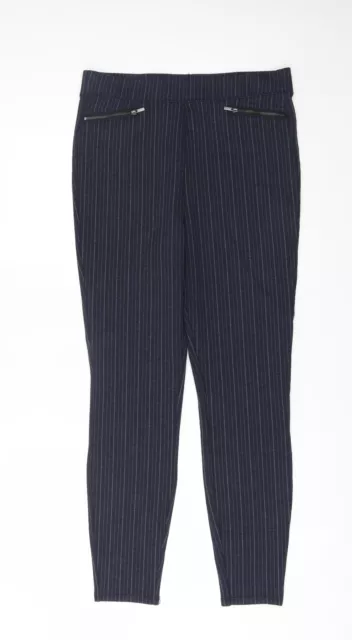 TU Womens Blue Striped Polyester Trousers Suit Trousers Size 14