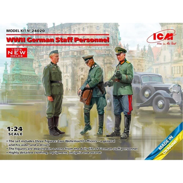 ICM WWII Allemand Chef Personnel Soldats 1:24 Figurines Plastique Modèle Kit