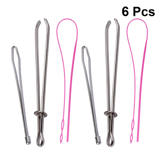 2 juegos/6 cintas de tracción Bodkin fáciles de tirar aguja de coser enhebrador elasticidad