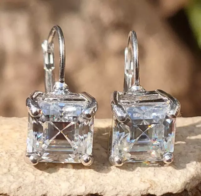 RARE Certified 6.80 Ct White Diamond Solitaire Earrings, 925 Silver -Great Shine