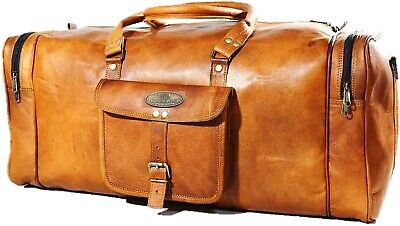 30" Men Genuine Leather Locking Duffel Bag Travel Weekender Overnight Luggage