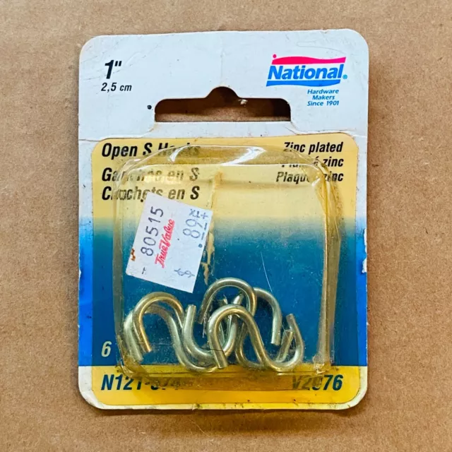 Vtg True Value Hardware 1996 Hangers Open S Hooks 1in. National V2076 Garage USA