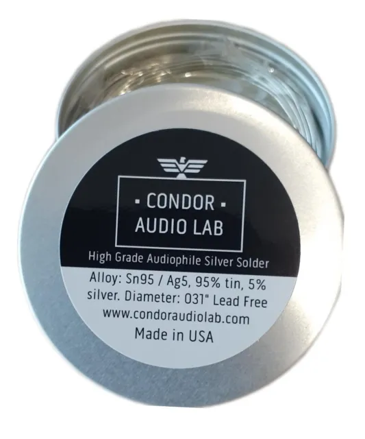 High-End Ultra Pure Audio Grade Silver Solder Lead Free 35`ft - Made in USA 