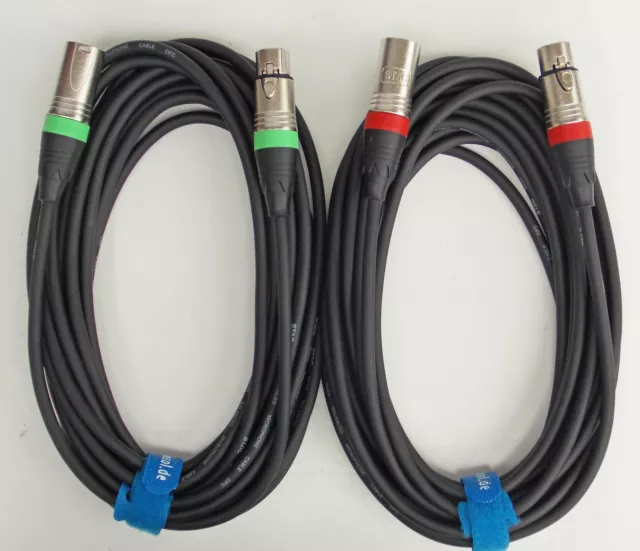 7,5m  Mikrofon Kabel XLR DMX Kabel OFC-Kupfer  2 Stück je 7,5m lang Kabelklett