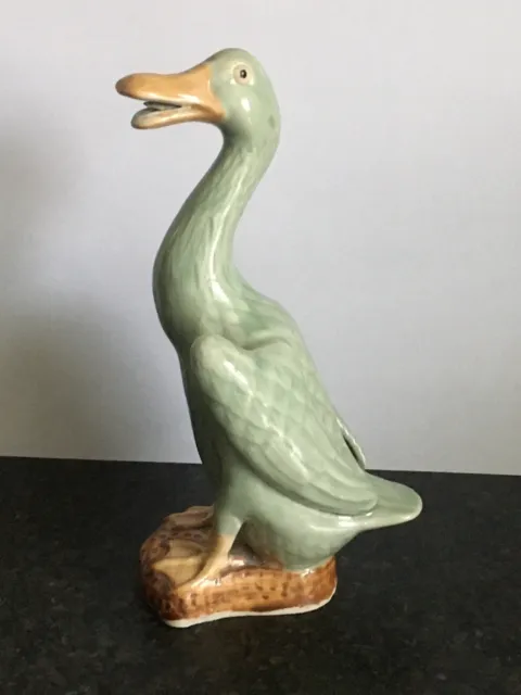 Stunning Antique Chinese Porcelain Glazed White Celadon Goose Or Duck Figurine