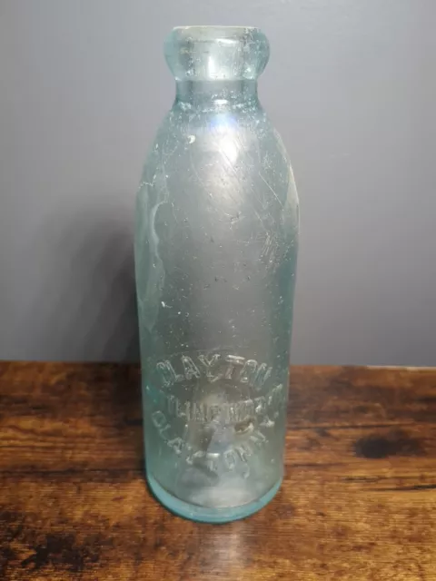 Antique Bottle Hutchison Blob Top Clayton Bottling Works New York Stopper Inside
