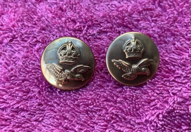 Two WW2 Era Brass RAF Buttons by Firmin and Buttons Ltd