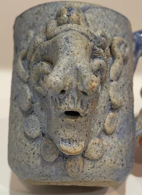 Grotesque Art Pottery Face Mug Ancient Creature Alien Beast Monster Mug