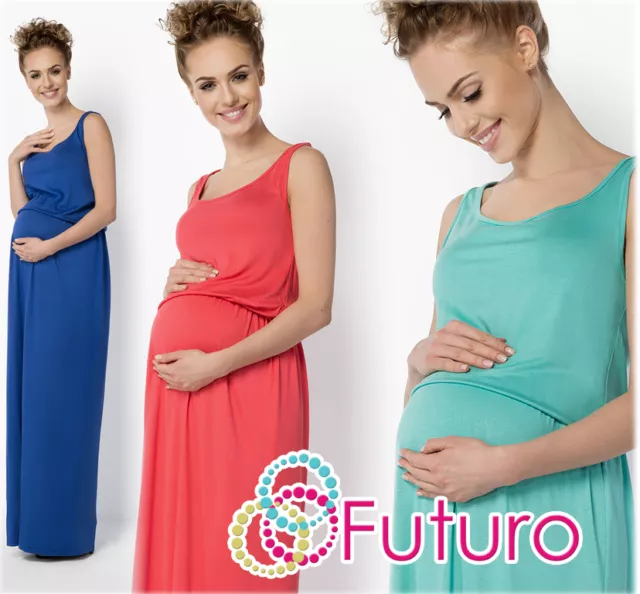 Ladies Maternity Long Summer Vest Tank Maxi Dress Sleeveless Plus Size 8-18 FM21