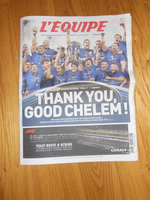 Journal L'Equipe Du 21/03/2010 - Édition Originale - Grand Chelem France Rugby XV 2010