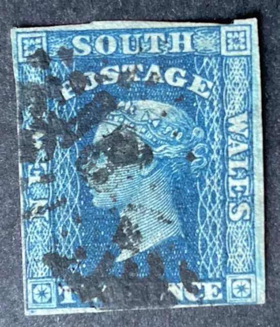 NSW Australia 1856 2d blue stamp vfu sg112