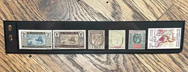 Vintage 1910 Mauritania Mauritius Stamps Collection LOT Sc #138 #140 #18 #19 VGC