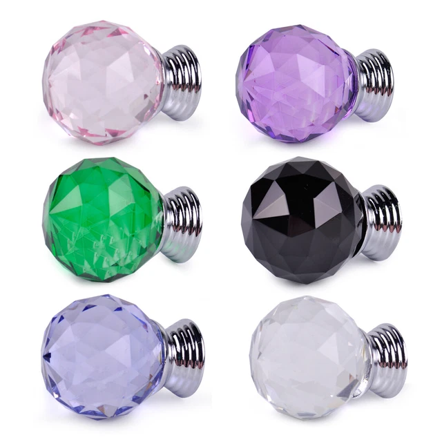 10x 3CM Round Crystal Cupboard Knob Furniture Pull Handle Cabinet Drawer Screw 2