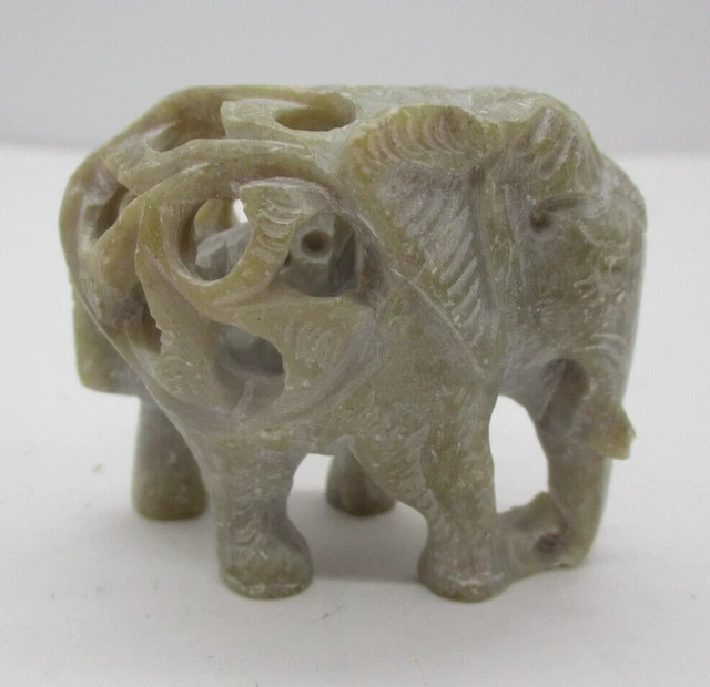 Small Carved Soapstone Elephant