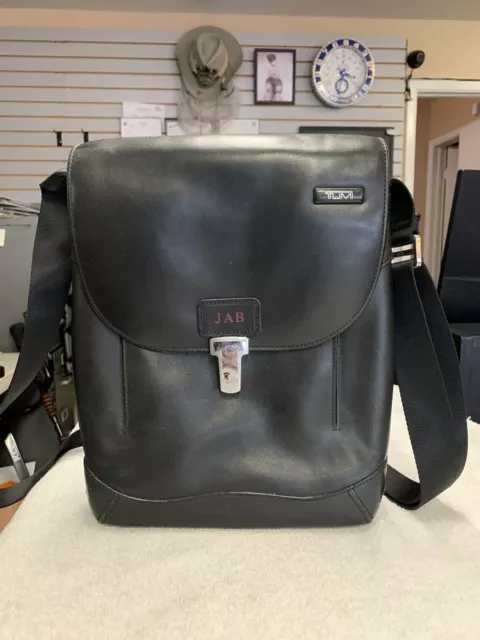 Tumi Black Leather Shoulder Crossbody Messenger Bag