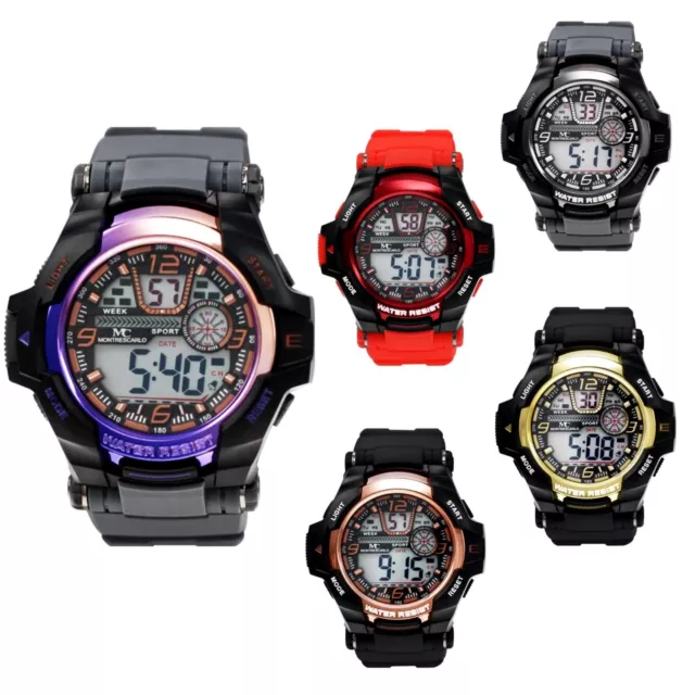 53mm Large Men Sport Digital Wrist Watch Water Resistant Alarm Day Date Fishing