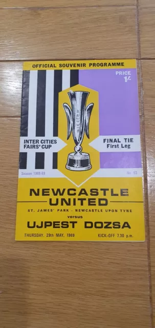 1969 Fairs Cup Final Newcastle United V Ujpest Dozsa X2 Away Leg Reprint