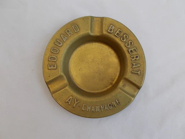 Cendrier Publicitaire Ancien Champagne Edouard Besserat Brass Ashtray Vintage
