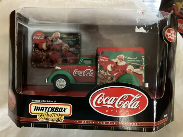 1999 Coca Cola Matchbox 1937 Dodge Airflow Christmas Truck in the Box #1