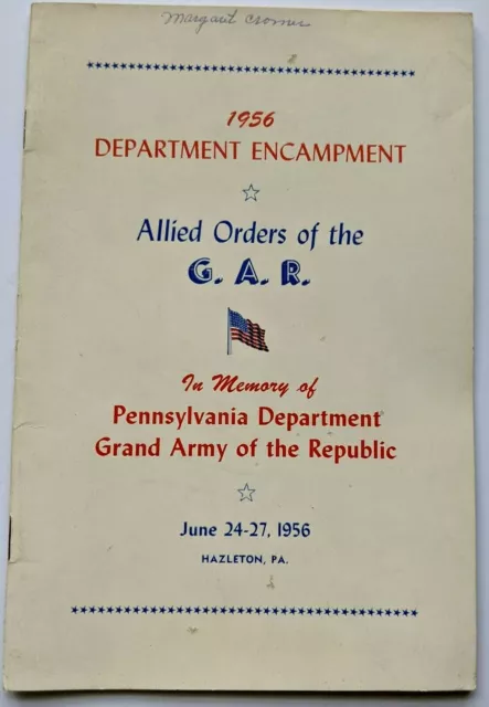 1956 Grand Army of the Republic GAR Department Encampment Hazleton PA Program