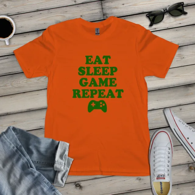 EAT SLEEP GAME REPEAT - T-SHIRT (Nerd Geek PS E Gaming Gamer Online RPG FPS)