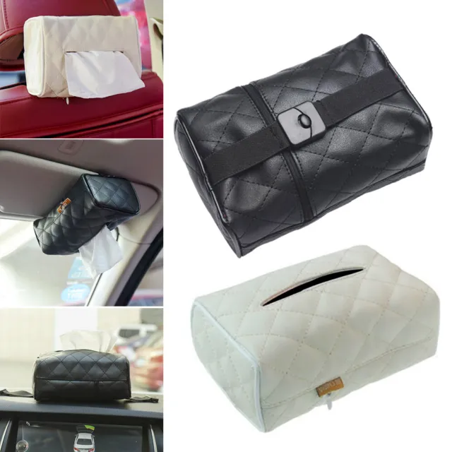 Napkin Case Tissue Box Holder Storage Organiser Cover Home Table Car PU Leather