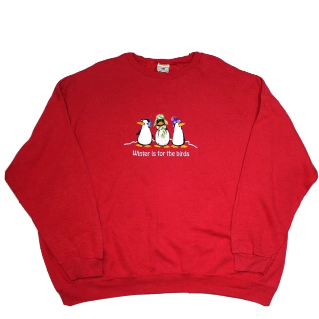 Vintage Lee Heavyweight Sweatshirt Penguin Embroidered Red USA Jumper Size 4XL