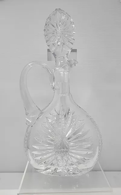 Vintage Crystal Cut Liquor Decanter Pinwheel Stopper