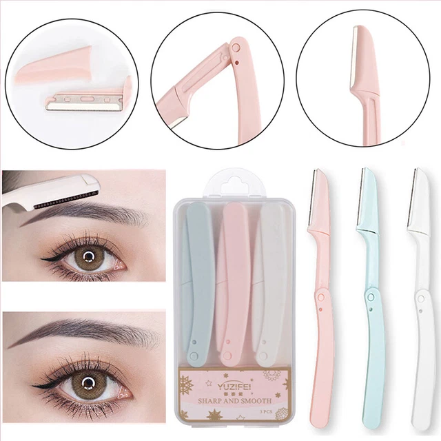 Recortador de cejas plegable portátil removedor de vello peine de cejas acero inoxidable
