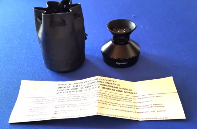 Convertidor monocular de lente Minolta MD con estuche - excelente estado - único dueño