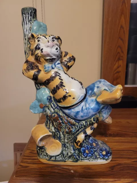 Vintage Tiger in a Tree Ceramic Mareialla Wine Decanter Bottle Made in Italy