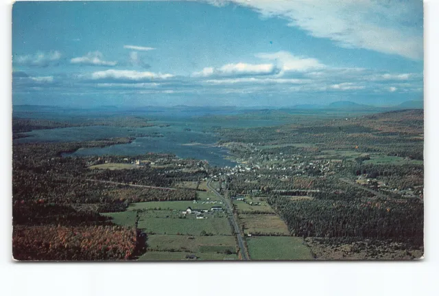 Aerial View Moosehead Lake & Greenville Maine ME Chrome Postcard Vtg Unposted