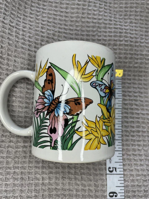 Taza de café de colección diseño mariposa floral años 70 utensilios de cocina retro regalo