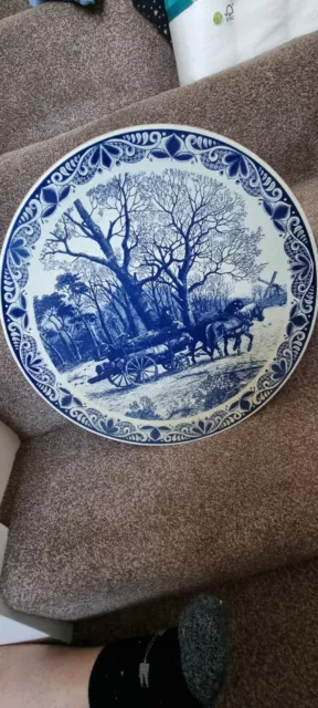 Delft Blauw CHEMKEFA Hand Painted Windmill Large Plate / Charger De Zomer