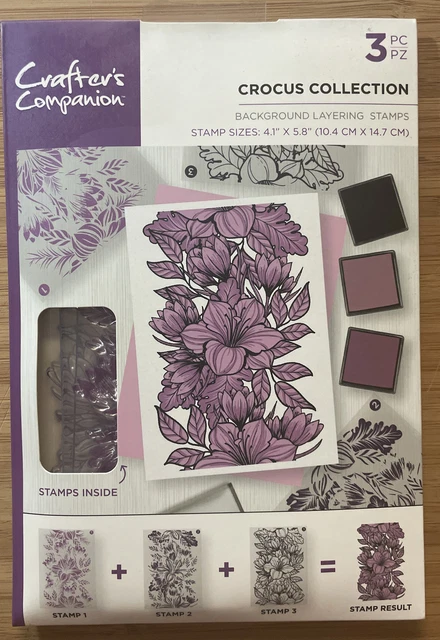 Crafters Companion Crocus Collection Background Layering Stamps 3Pc
