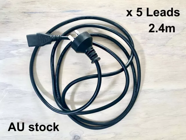 Power Cord Lead Cable 3 Pin Australian Plug 250V 10A 2.4M 5 LEADS