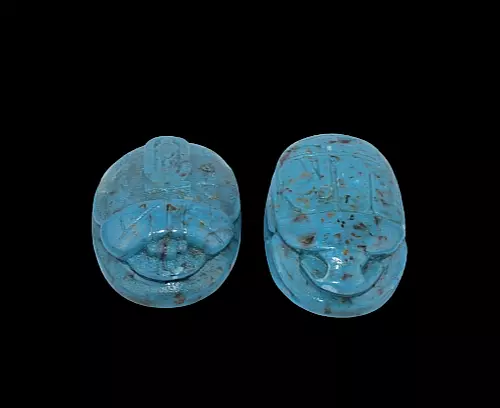 2 RARE ANCIENT EGYPTIAN PHARAONIC ANTIQUE Scarab Carved Stone Egypt History