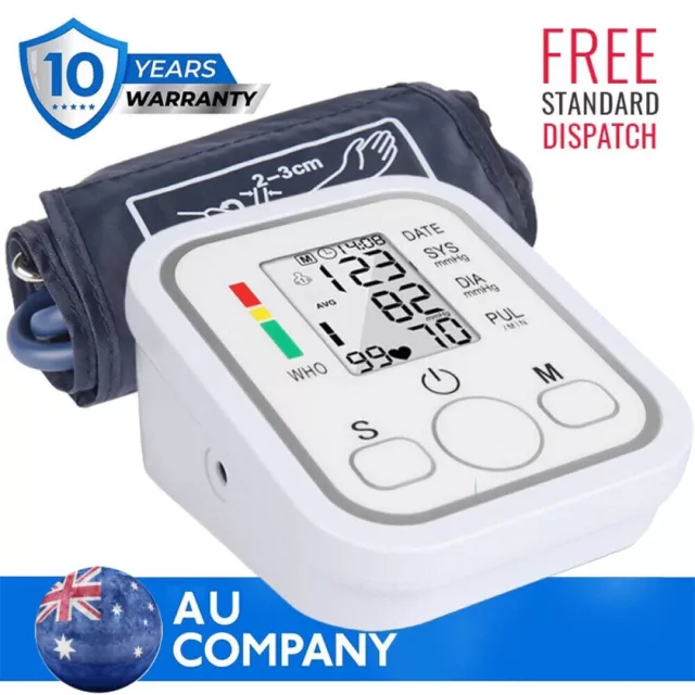 LCD Digital Automatic Blood Pressure Monitor Upper Arm BP Machine Heart Rate AU