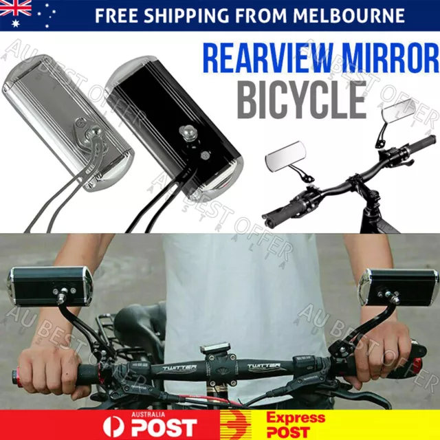 Bicycle Rear View Mirror Bike Cycling Handlebar Rearview Rectangular 1 Pair AU