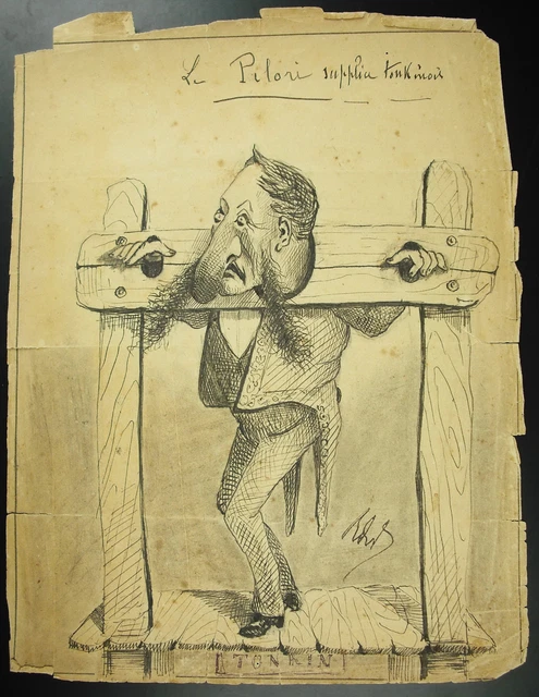 Dibujo Firmado Aquiles Lemot Pierre-Albert Duat J Blass ? Caricatura Picota